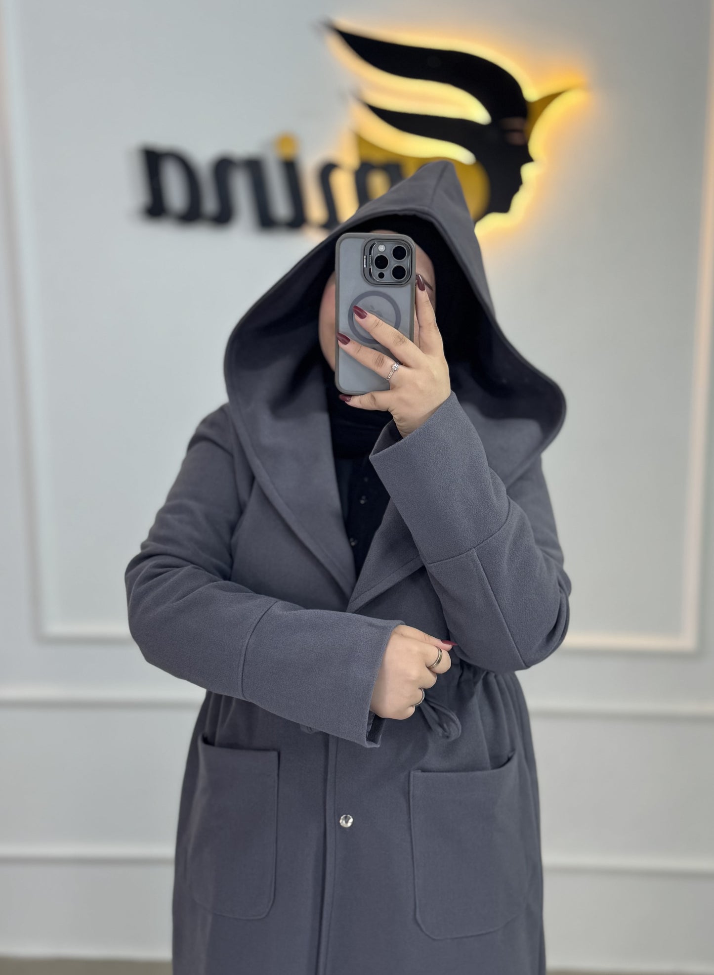 Manteau cachemire avec capuche