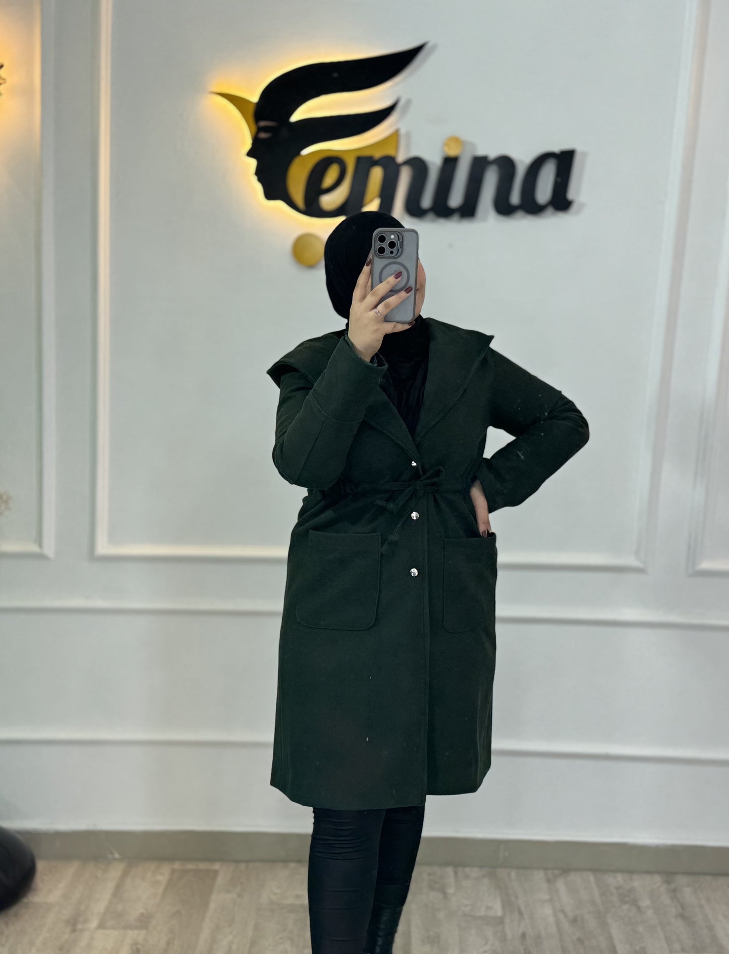 Manteau cachemire avec capuche
