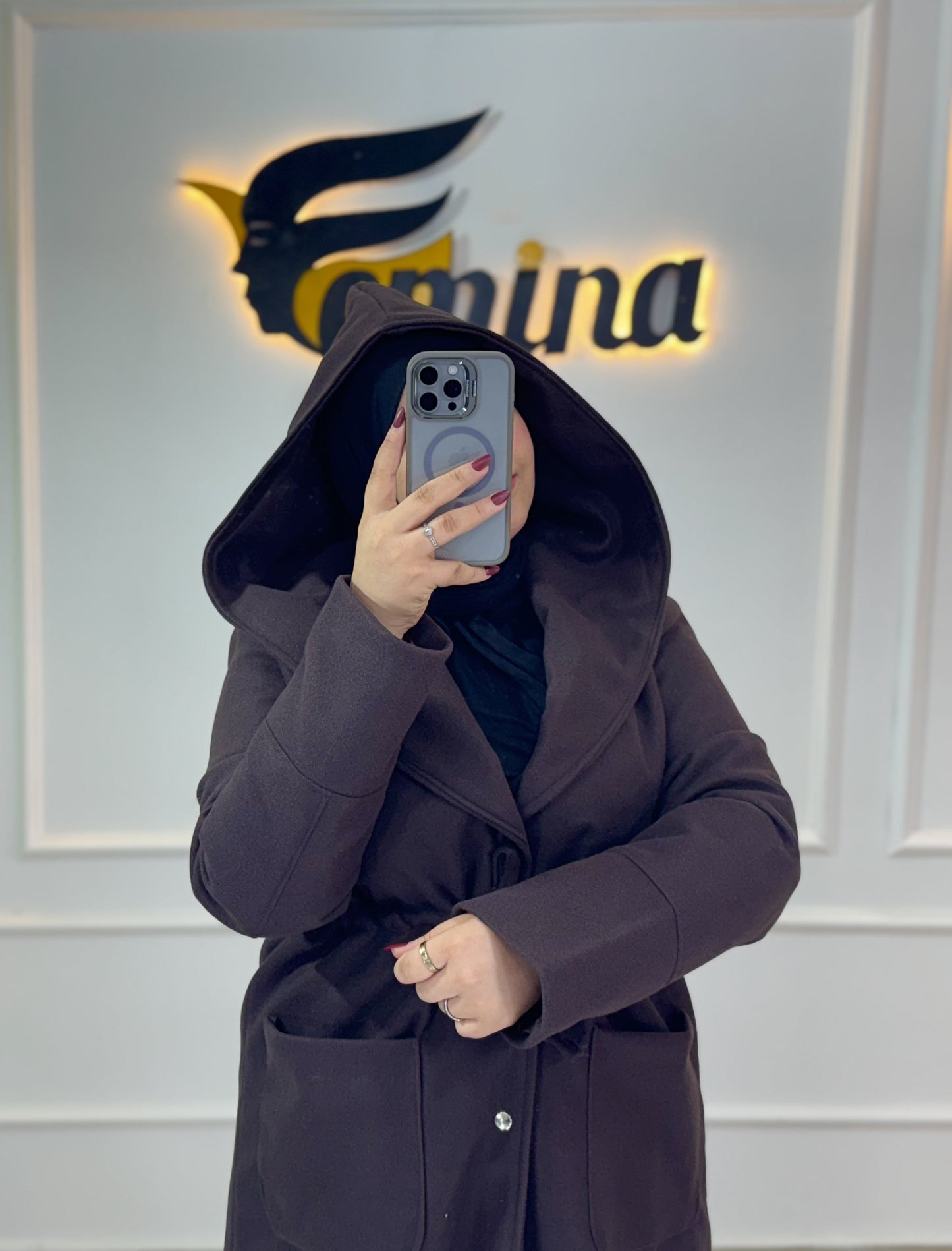 Manteau cachemire avec capuche
