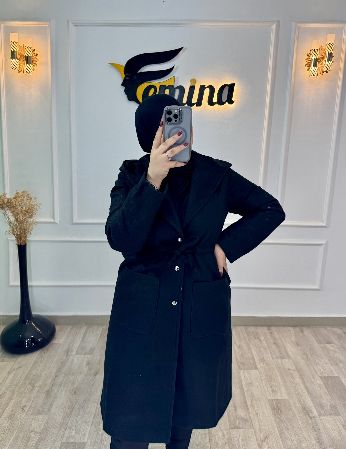Manteau cachemire avec capuche