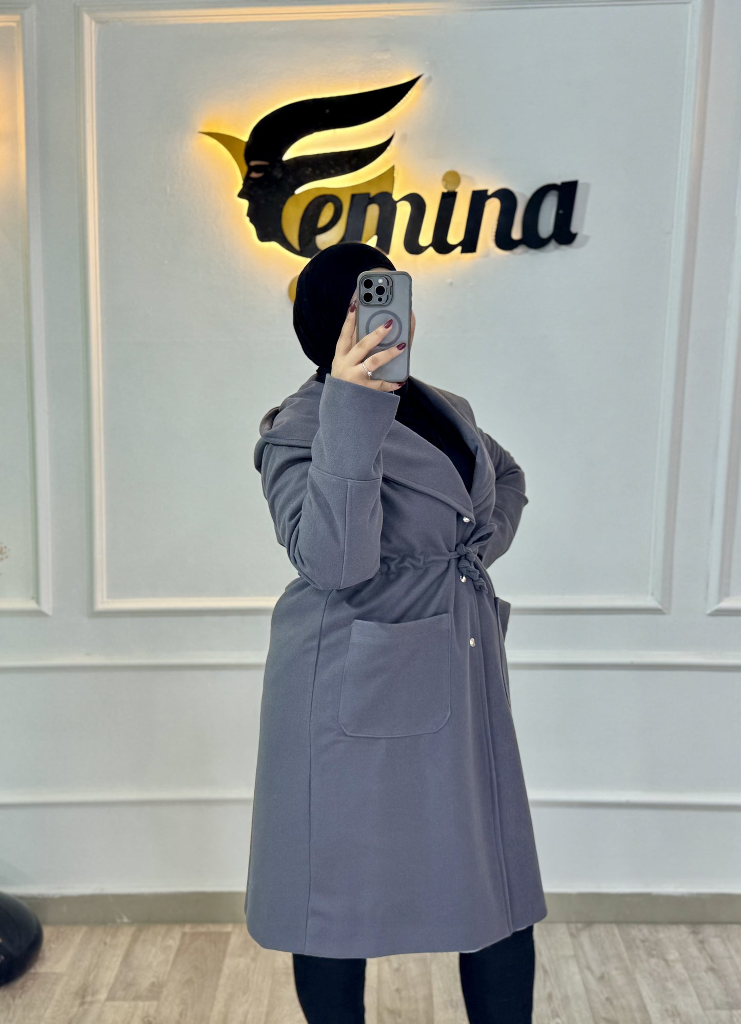 Manteau cachemire avec capuche