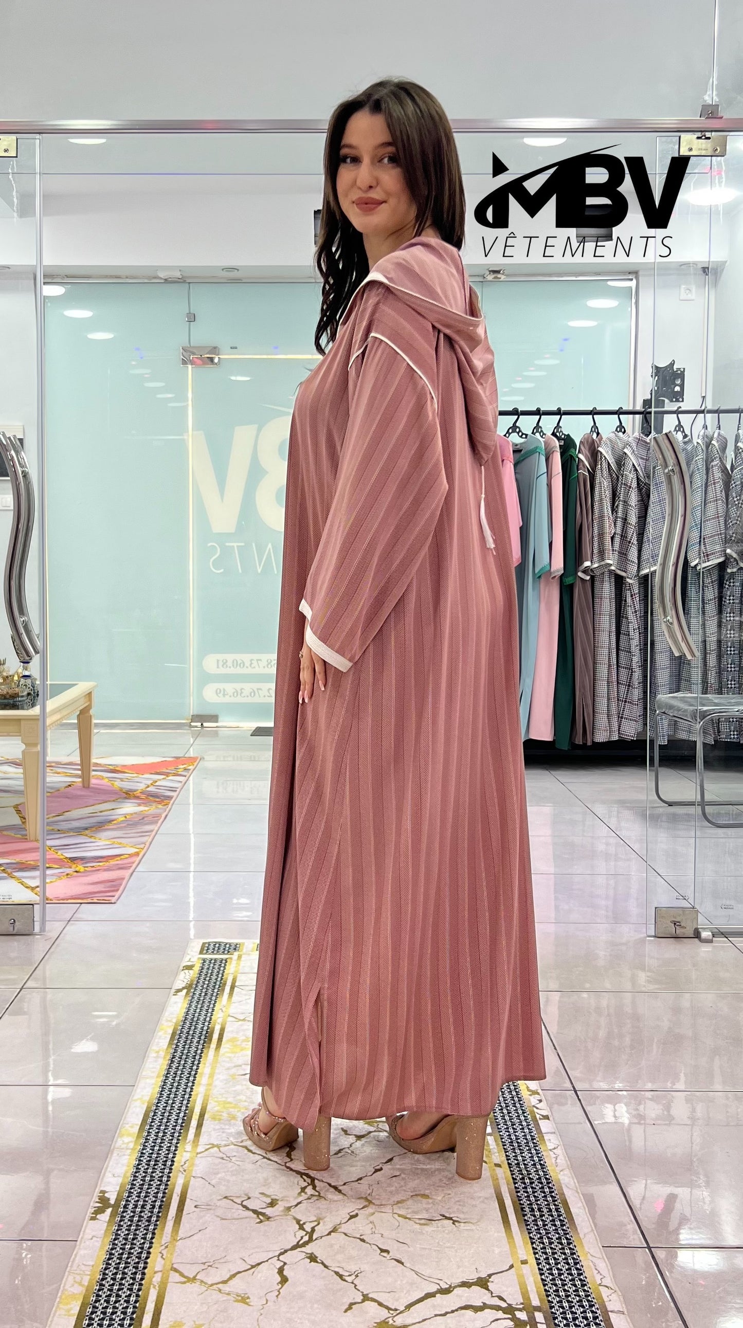 Djellaba à Motifs Rectangulaires